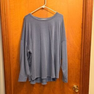 Maurices 24/7 Blue Ribbed Knit Top